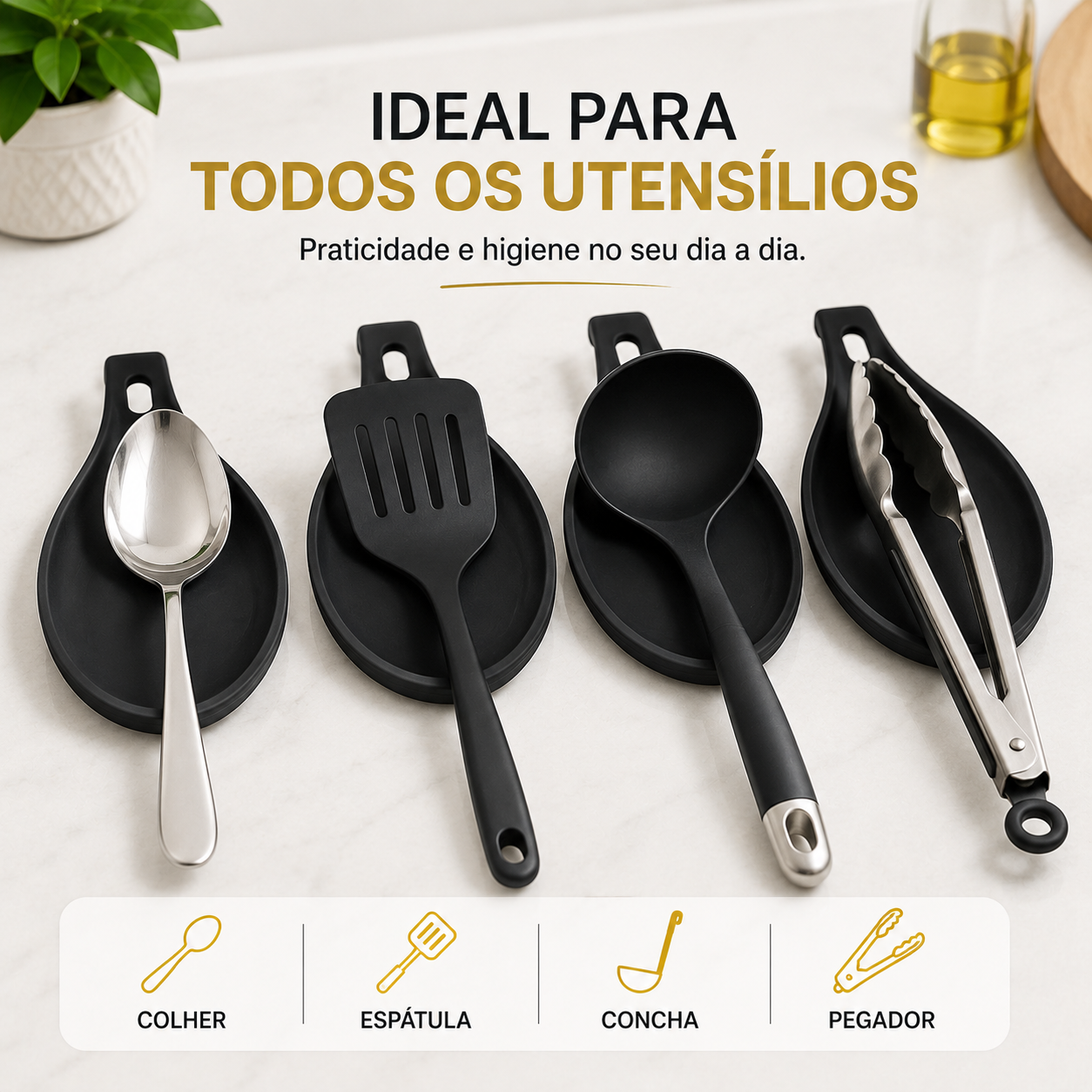 Kit com 3 Apoio Descanso para Talher em Silicone